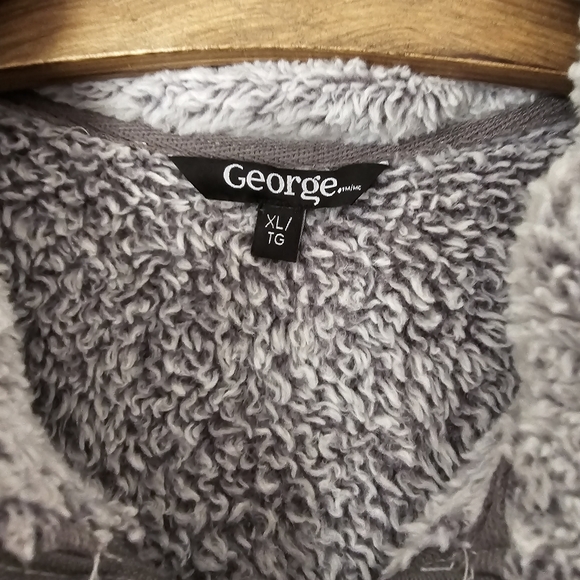 GEORGE | Grey Fluffy Teddy Quarter Zip Sweatshirt - Picture 2 of 5